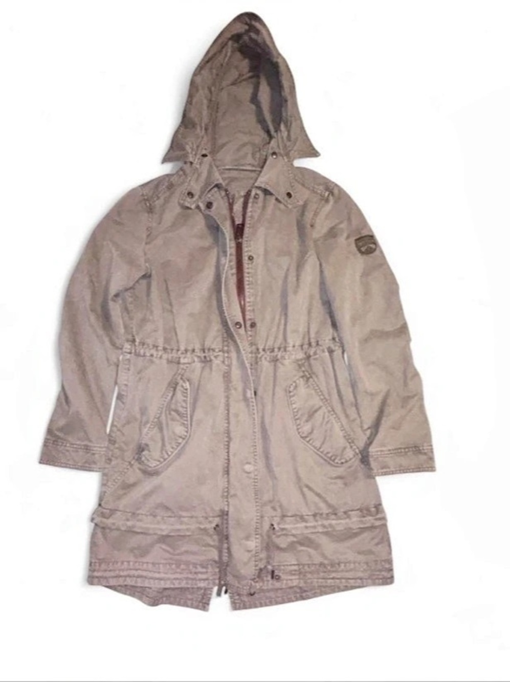 Roots Hooded Utility Jacket in Brown Green - Size S
